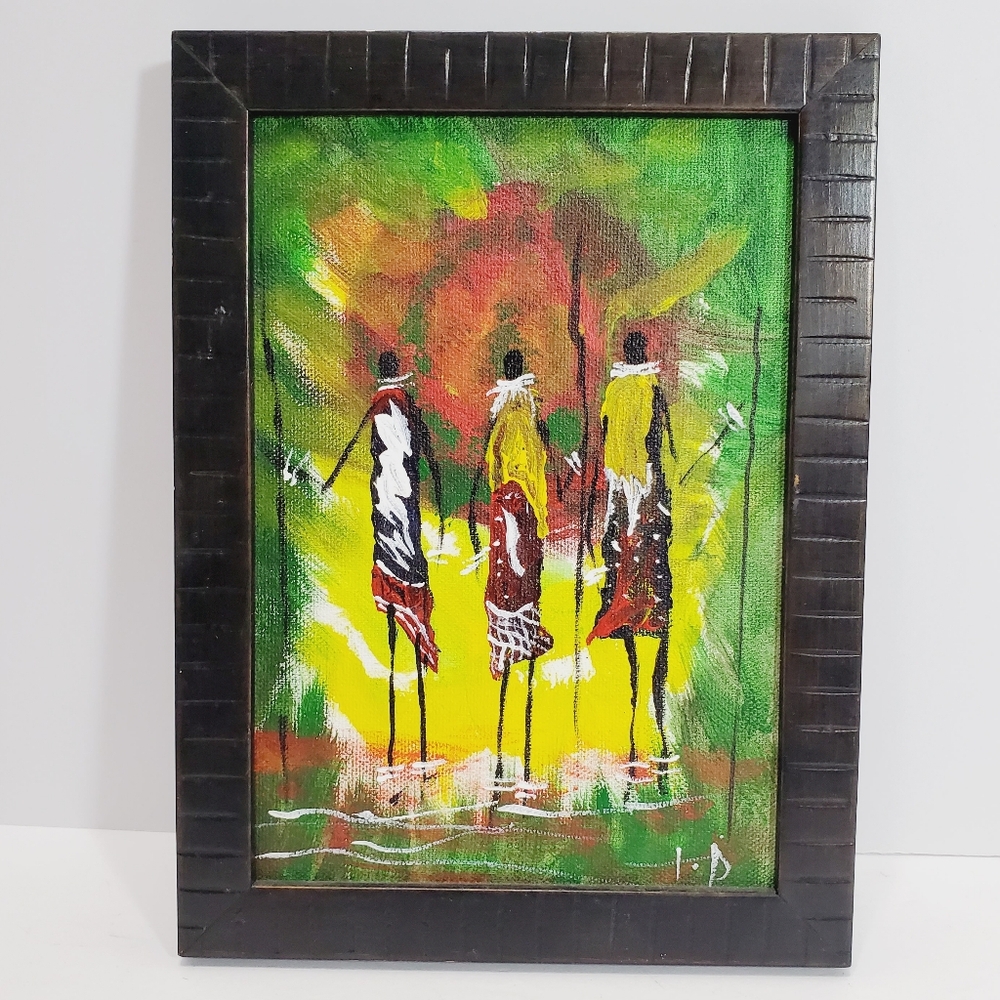 Original Oil Painting Maasai Warriors African Tribal Art
